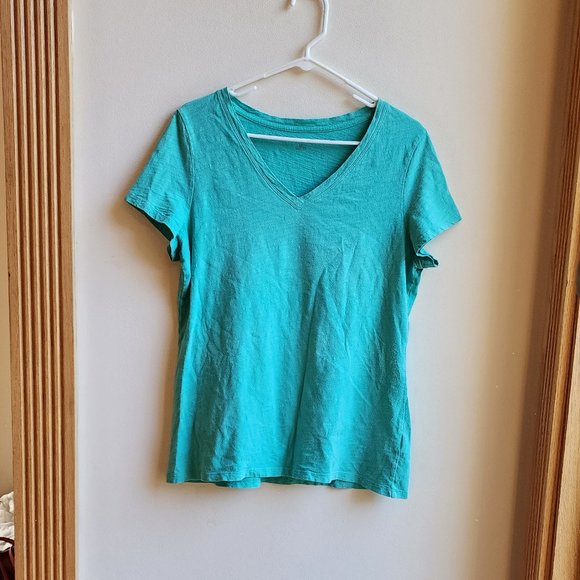 Tommy Hilfiger Aqua V-Neck T-Shirt Size Large - Picture 8 of 16